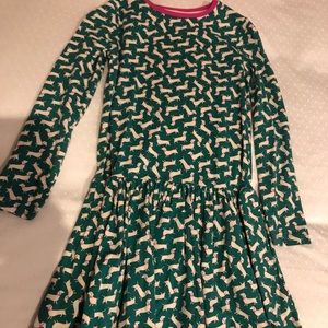 Girls mini Boden green dog play dress